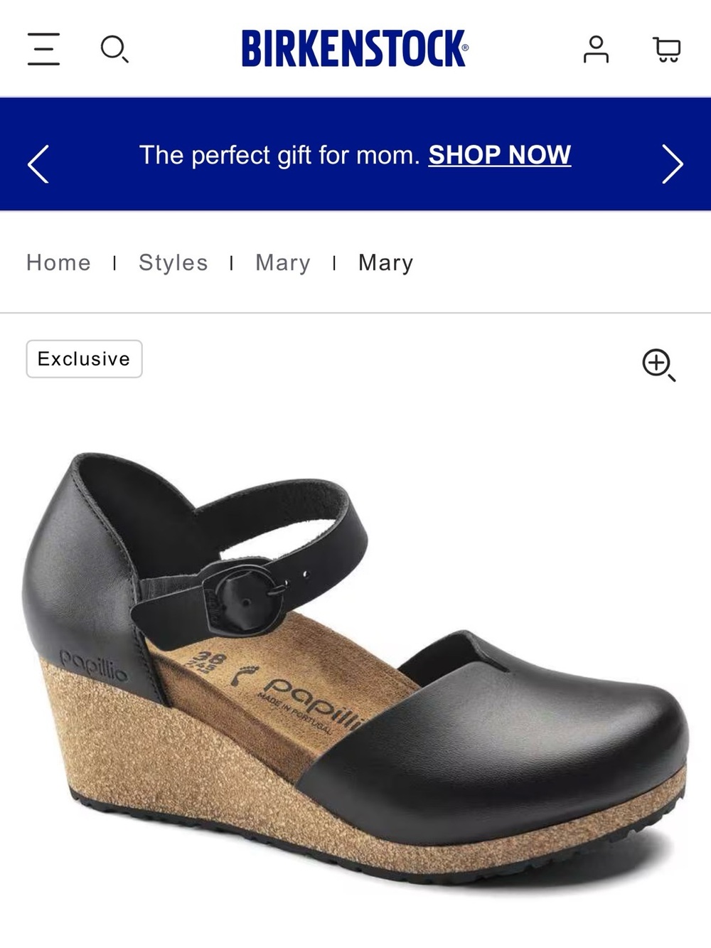Birkenstock Papillio Mary Wedge Sandal in Black size 41